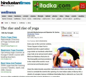 Subodh Gupta featured in Yoga article Hindusta times